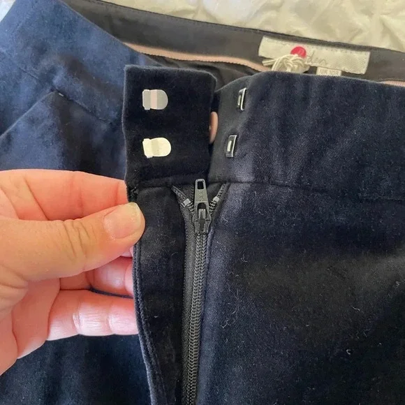 Boden black velour straight leg pants